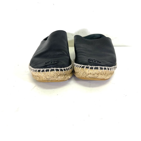 Chanel Black Leather Cap Toe Espadrilles size 39 - Picture 4 of 10
